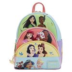 Loungefly Disney Triple Pocket Mini Backpack Princess Collage Official Mini Backpack, Blue