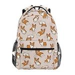 BAIHUISHOP Abstract Geometric With Shark Backpacks Travel Laptop Daypack School Bags for Teens Men Women, Corgi Dogs, one-size, Daypack Backpacks