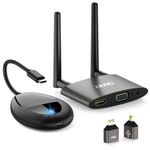 Wireless HDMI 4K Decode, AIMIBO USB C & HDMI Transmitter and Receiver 5G/1080P HD Wireless Extender with VGA, Streaming Video/Audio from Laptop, TV Box, Camera, Phone Cast to TV, Projector - 50M/165FT