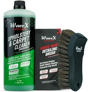 Wavex Upholstery Cleaner 1L with Horse Hair Brush | Carpet, Sofa, Car Interior, Roof Liner & Fabric Cleaner Combo