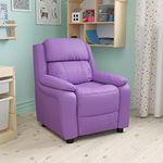 Flash Furniture BT-7985-KID-LAV-GG Deluxe Heavily Padded Contemporary Lavender Vinyl Kids Recliner with Storage Arms