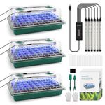 Seed Starter Tray with Grow Light,3 Pack 120 Cells Seedling Tray with Humidity Dome/Indoor Grow Kit for Deep-Rooted Seedlings,Adjustable/Timed Light Plant Starter Set