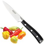 Professional Sabatier Kitchen Paring Knife - 3in/8cm Full Tang Blade Forged from Chrome-Molybdenum-Vanadium Stainless Steel. Chic Carbon Black Triple Rivet Handle. 25-Year Guarantee. Dishwasher Safe.