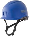 Klein Tools 60147 Safety Helmet, Blue Non-Vented Helmet with Chin Strap, Tested to Tough Industrial Hard Hat Safety Standards