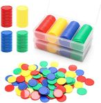 Luxiv 200Pcs Plastic Learning Counters with Storage Box, 4 Colors Bingo Chips 1 Inches Educational Counting Math Counters Manipulatives Round Game Chips Plastic Counters