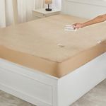 Amazon Brand - Solimo Water Resistant Polyester Mattress Protector, Queen Bed Size (72x60 inch), Beige