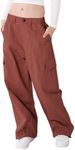 Rolanko Girls Cargo Pants Wide Leg Streetwear Kids Pants with Pockets Trendy Jogger Trousers 4-14 Years, Red, 10-12