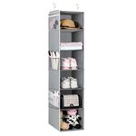 Univivi Hanging Shoe Shelves 6 - Layer Collapsible Hanging Closet Shoe Organizer with 6 Side Pockets Closet Hanging Shelves,Gray