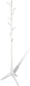 YEVONNIE Solid Wood Coat Rack, Free Standing Coat Rack, Tree-Shaped Coat Rack with 8 Hooks, 3 Height Options, for Clothes, Hats, Bags, for Living Room, Bedroom, Home Office