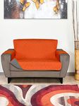 @Home Reversible Quilted Sofa Cover 2 Seater Orange & Grey Polyester Sofa Cushion Couch Cover for Furniture Chair Slipcover Protector Washable Couch with Non Slip Foam for Kids Dogs Pets by Nilkamal