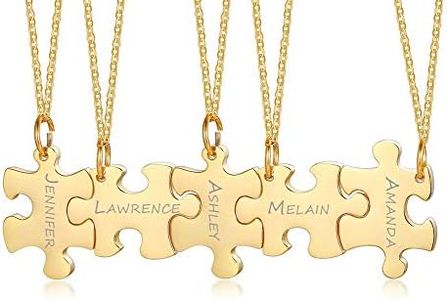 Hisatan Personalized Customized 3/4/5 Pieces Matching Puzzle Piece BFF Friendship Necklaces Set,Soul Sister Gift