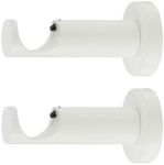 Ivilon Ceiling or Wall Mount Curtain Rod Brackets Holders for Curtain Rods of 7/8 and 1 Inch Diameter. Set of 2. Color Ivory