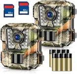 WOSPORTS 2 Pack Mini Trail Camera 1080P HD Wildlife Scouting Hunting Game Camera with IR Night Vision Waterproof Video Cam G100 (2 Pack)
