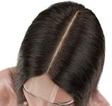 Brazilian 2x6 Straight Lace Closure with Baby Hair100% Remy Human Hair Middle Part Bleached Knots Lace Closure Natural Color (20inch)