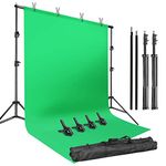 LimoStudio 10 ft. Backdrop Stand with 5 x 10 ft. Green Screen, Adjustable Chroma Key Background Support Kit, Photo Video Photography Studio, AGG2983