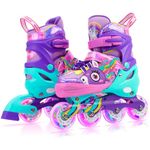 WESKIFAN Unicorn Inline Skates for Girls Kids Roller Blades with All Light Up Wheels Adjustable Sizes Beginners rollerskates for Birthday Xmas Gifts