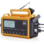 ROCAM Wind Up Solar Radio, DAB/FM Radio with 5000mAh Rechargeable Power Bank, Solar Panel/USB/Hand Crank Charger, Battery Radio Portable, SOS Alarm & Flashlight for Camping Emergencies