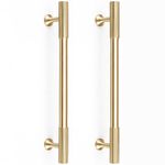 RZDEAL 4pcs Solid Brass Gold Cabinet Pulls, 6-1/4-Inch Hole Centers for Kitchen Cupboard Handles Modern Drawer Dresser Pulls Bathroom Brushed Brass Cabinet Pulls Wardrobe Door Handles