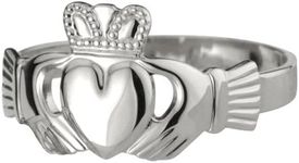 Women's Claddagh Ring, Wide 925 Sterling Silver Band, Crown & Heart Center, Symbolizing Love, Loyalty, Friendship, Traditional Celtic Jewelry, Sizes 5-10, 8, No Gemstone