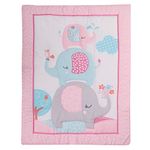 HMtideby Animal Themed Baby Toddler Blanket Quilt Cot Comforter Crib Baby Quilts for Boys and Girls Nursery Bed Throw Blanket 84x107cm, Pink Elephant, Suitable for All Season