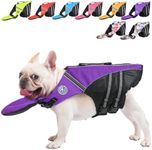 French Bulldog Life Jacket, High Flotation Dog Life Vest for Swimming Boating, Reflective Dog Swim Vest with Chin Float and Rescue Handle (Chest Girth: 17" to 30",Weight: 17" to 28" LB)