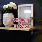 NUKKAD TALES Reading is Therapy Peach Showpiece Home Decor Items for Book Shelf Living Room Decoration Items Study Table for Students Birthday Gift Items (7 x 4.0 inch)