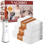 Vacbird Vacuum Storage Bags with Wireless Electric Air Pump, Airtight Compression Bags for Clothes, Blankets, Home Storage,12 Pack