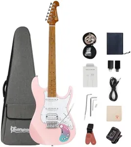 Bullstar Smart Electric Guitar Kit with Effects System D160SE, SSH Pickup, Loop Drum Machine, Roasted maple Fretboard, All-In-One Performance for Guitarist