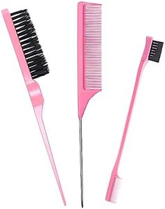 3 Pieces Styling Hair Brush Set, Slick Bristle Hair Brush, Rat Tail Comb Edge Brush for Edge & Back Brushing, Combing Slicking Hair for Women