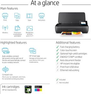 HP OfficeJet 250 Mobile Printer – Portable Wireless All-in-One