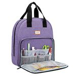 CURMIO Embroidery Bag, Portable Embroidery Project Storage for Embroidery Hoops, Floss and Cross Stitch Supplies, Bag ONLY, Purple (Patent Pending)