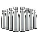 HASLE OUTFITTERS 17oz Stainless Steel Water Bottles Bulk, Vacuum Insulated Water Bottles Double Walled Reusable Metal Sports Water Bottles Keep Drinks Hot and Cold, Stainless, 8Packs