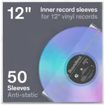 Boundless Audio Vinyl Record Sleeves - 50 x Premium Vinyl Inner Sleeves with Anti-Static Rice Paper & HDPE - Archival 3-Layer Record Covers for 12" LPs - Acid-Free Polylined Album Covers for Storage
