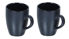 QIMACPLUS Elegant Black Matte Ceramic Coffee Mug with Handle | Sparkling Design | Microwave and Dishwasher Safe | Perfect for Tea, Coffee, Milk, Latte, and Cappuccino (300 ML Set of 2)