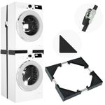 ANBase Heavy-Duty Stainless Steel Washer Dryer Stacking Kit, 29 "/28"/27 "/26"/25 "/24" Washing Machine and Dryer Universal Stacking Kit,Adjustable Stacking Kit With Ratchet Strap(Black)