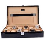 ALAWO Watch Box Holder Organizer in PU Leather with 12 Slots of watches in Black Color for Unisex