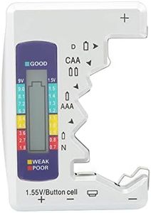 Battery Tester, Universal LCD Display Battery Checker Support D C N Type, AA AAA Battery, Button Cell Analyzer Power Measure Volt Checker Meter for Home (Silver)