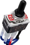 Taiss/Motor Toggle Switch 6 Pin 3 Position Momentary(ON)/Off/(ON) DPDT Reverse Polarity DC Motor Control 12V 10A Metal with Waterproof Boot Cap and 21mm Terminal Wires E-TEN-223-DMX