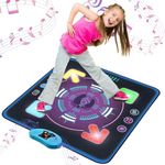 FUCEORUY Dance Mat for Kids Aged 4-12,Electronic Dance Pad with Light up and AUX,Built-in Music,3 Game Modes, Christmas Birthday Gifts Toys for Girls and Boys Ages 4 5 6 7 8 9 10