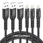 Mozzvas iPhone Charger Lightning Cable (MFi Certified) 3Pack 3ft Fast Charging Cable Long Nylon Braided Charger Data Sync USB Cord for iPhone 14/13//12/11/X/8/7/6/5 iPod/iPad (Black, 3 Pack 3ft)