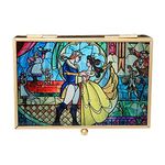 Disney Beauty and the Beast Jewelry Box - Glass Jewelry Case with Stained Glass Belle and the Prince Design Jewelry