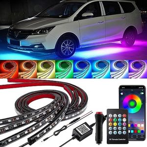 YUGUANG 4Pcs Underglow Kit per auto, APP e telecomando Multicolore Car Underglow Light Kit Musica Sync RGB strisce di luce sottoscocca impermeabile per auto camion SUV