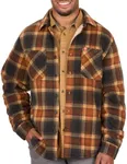 The American Outdoorsman Men's Bonded Flannel Fleece Shirt Jacket (Orange Plaid, X-Large)