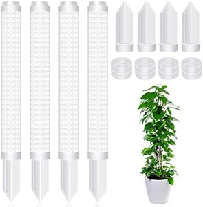 POURANON Moss Poles for Climbing Plants, 4 PCS Moss Pole Plastic, 15 Inch Totem Pole for Plant Stakes and Supports Potted Plants Indoor Climbing Plants (White)