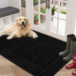 BEQHAUSE Large Door Mat Indoor, Super Absorbent Dirt Trapper Front Doormats Washable TPR Non-Slip Entrance Inside Floor Mats Rug for Entryway Pets and Dogs,32”x48”, Black