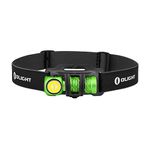 OLIGHT Perun 2 Mini Head Torch 1100 Lumens Rechargeable, Multi-use Right Angle Pocket Light Bright Waterproof Flashlight with Headband, Perfect for Night Camping, Running, Hiking(Lime Green)