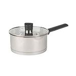 Russell Hobbs Saucepan with Lid, Induction Pan with Pouring Lip, Stainless Steel Milk Pan, Mirror Polished Soup Pan, Gas and Electric Hobs, Safe, Excellence Collection, Silver, 18 cm