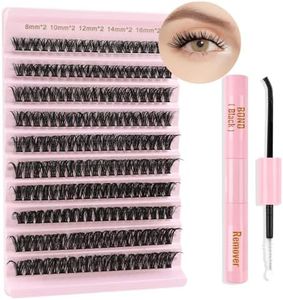 Poiuyoiu Kit D'extension de Individuels Eyelashes de 8 à 16mm de Longueur Avec Colle et Dissolvant Pour Faux Cils épais Cluster Lashes 60D Volume Courbé en D Application Réutilisable à la Maison