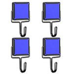 TSOMEI Magnetic Hooks Heavy Duty, 30Lbs Utility Magnetic Hooks for Hanging, Strong Neodymium Magnet with Hooks for Refrigerator, Cruise Cabins, Grill, Garage, 4pcs Fridge Magnet Hooks, Blue