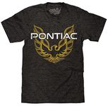 Tee Luv Men's Pontiac Firebird Shirt - Vintage Pontiac Car Logo Shirt (Charcoal Heather) (L)